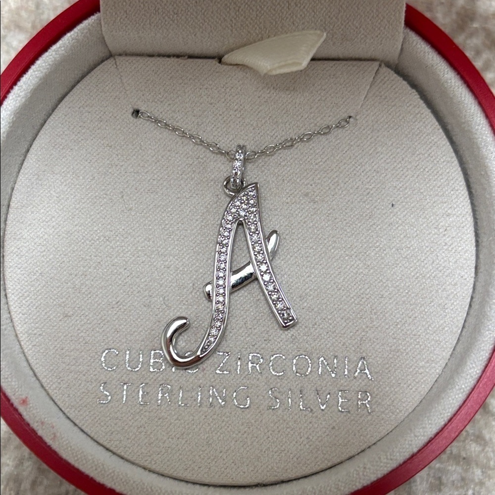 Brand New Sterling Silver Cubic Zirconia “A” Initial Necklace Christmas Box - Picture 10 of 10